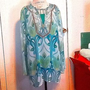 Kate & Mallory Chiffon Beaded Tunic